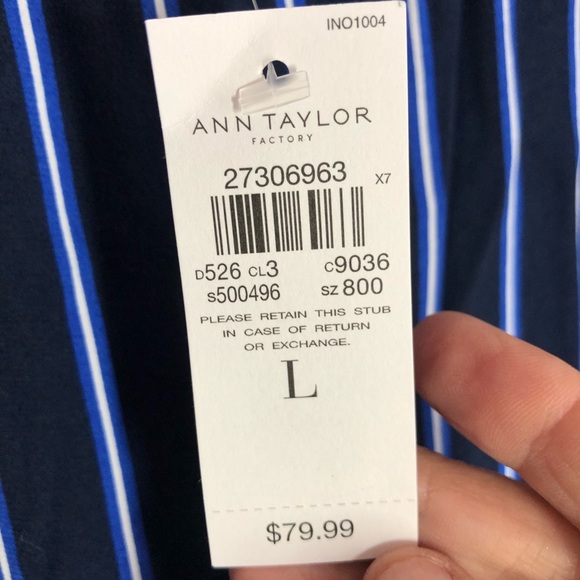 Ann Taylor Pull on Blue Striped Pant Large - Picture 4 of 6